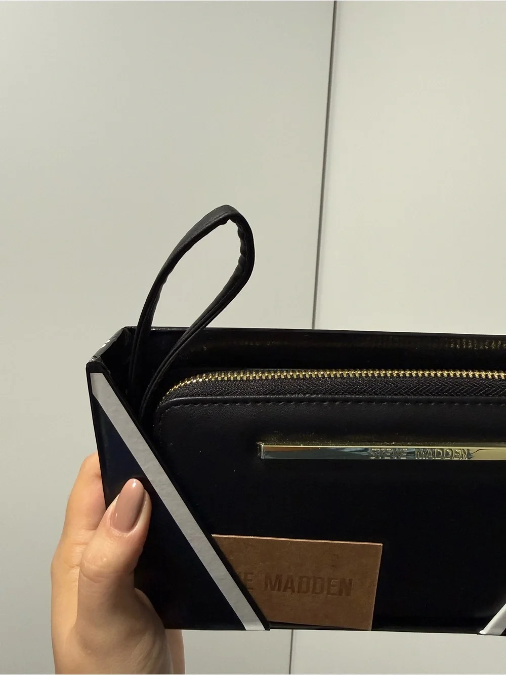 Steve Madden Black Wristlet with Gold Accent
